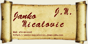 Janko Mićalović vizit kartica
